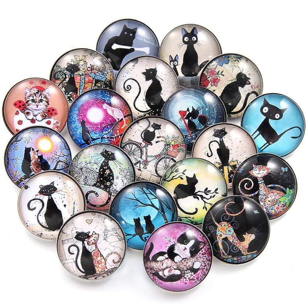 5662 20PCS Cat Snap Jewelry Charms, Interchangeable for Necklace